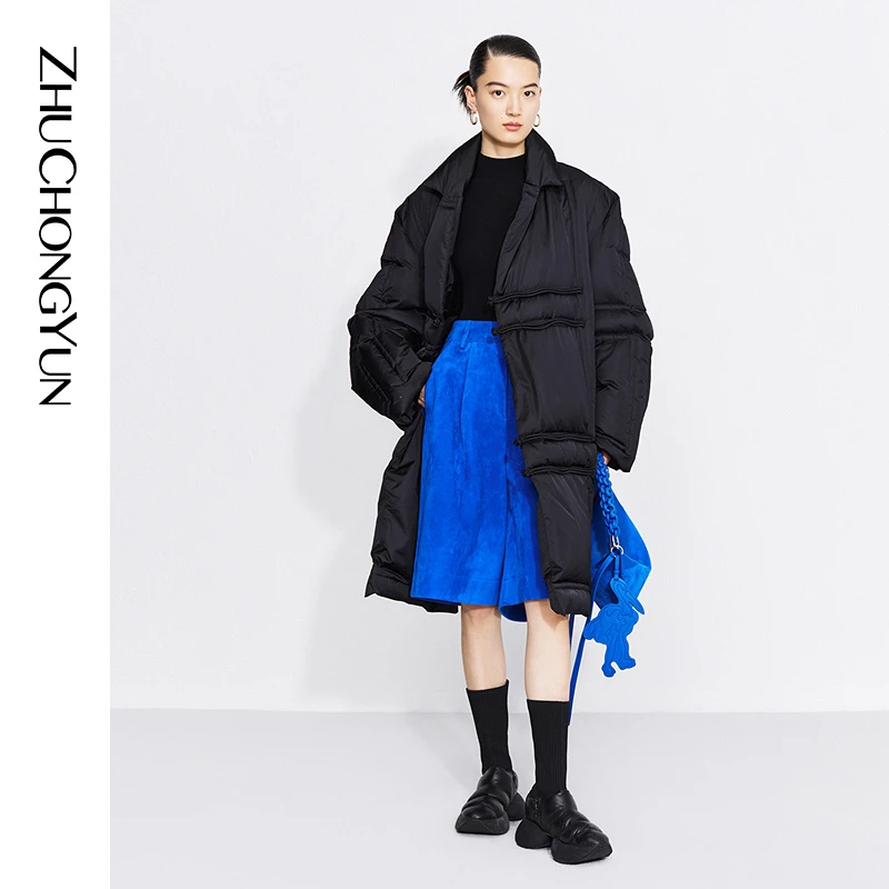 【新中式羽绒】ZHUCHONGYUN2023冬新款东方感盘扣长款外套C1DE4503Y