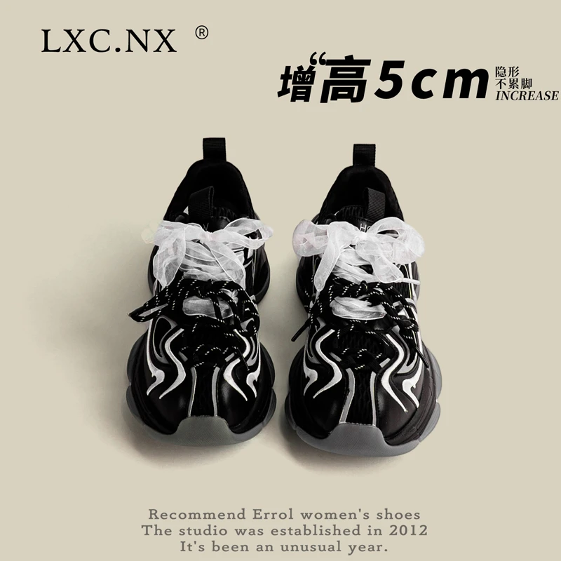 2025秋季新款熊猫网面老爹鞋女厚底超火户外运动鞋透气增高休闲鞋