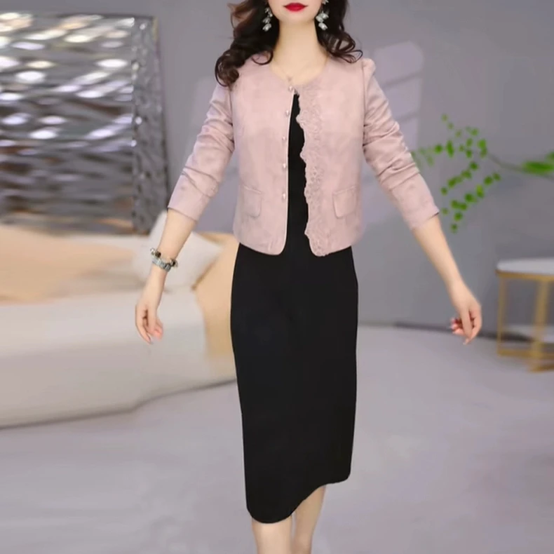 高级精纺优雅气质礼服2025秋季新款通勤婚宴喜宴外套连衣裙两件套