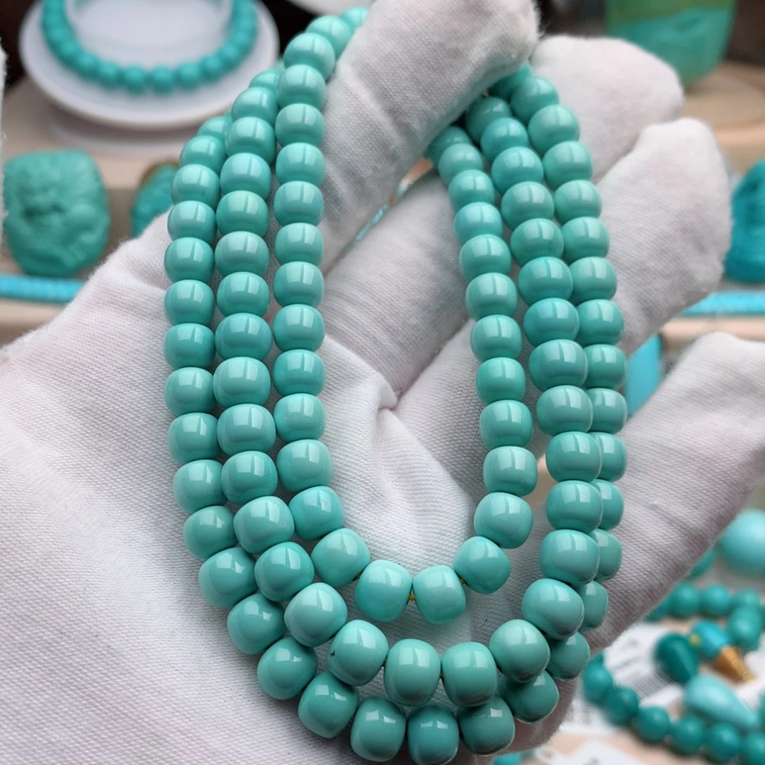 绿松石珠宝奇石未镶嵌7mm