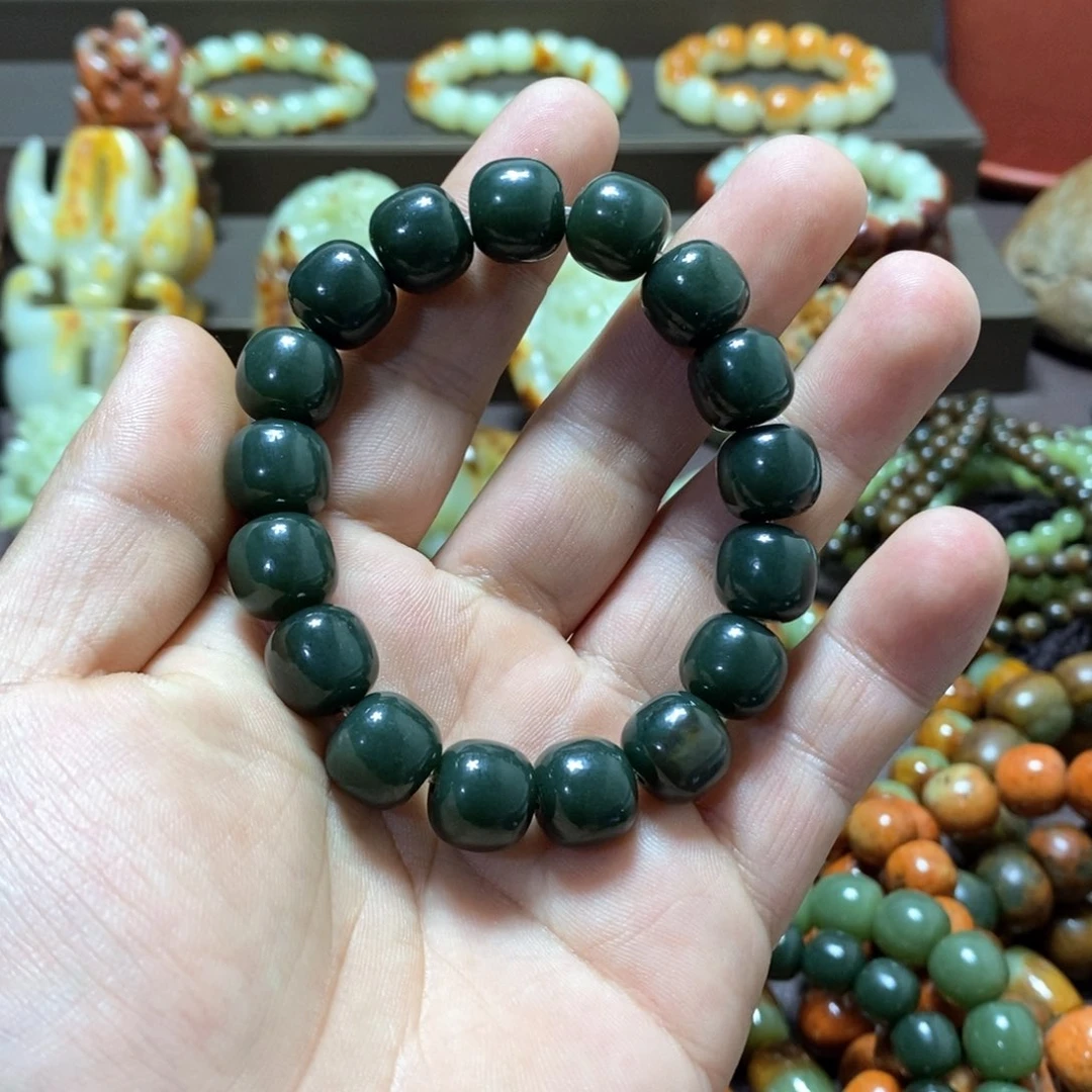 和田玉手串卡12未镶嵌坚**己
