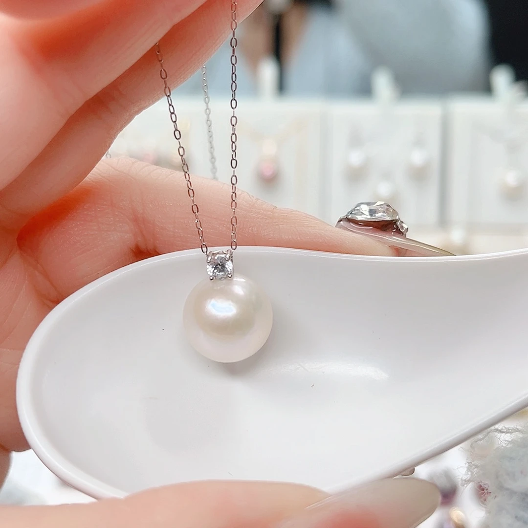 淡水珍珠银S925镶嵌吊坠(不含链)
