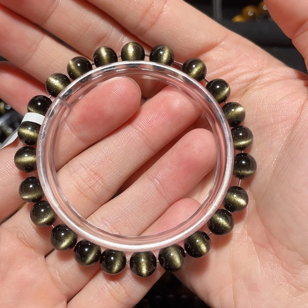 橘***子黑曜岩未镶嵌手链