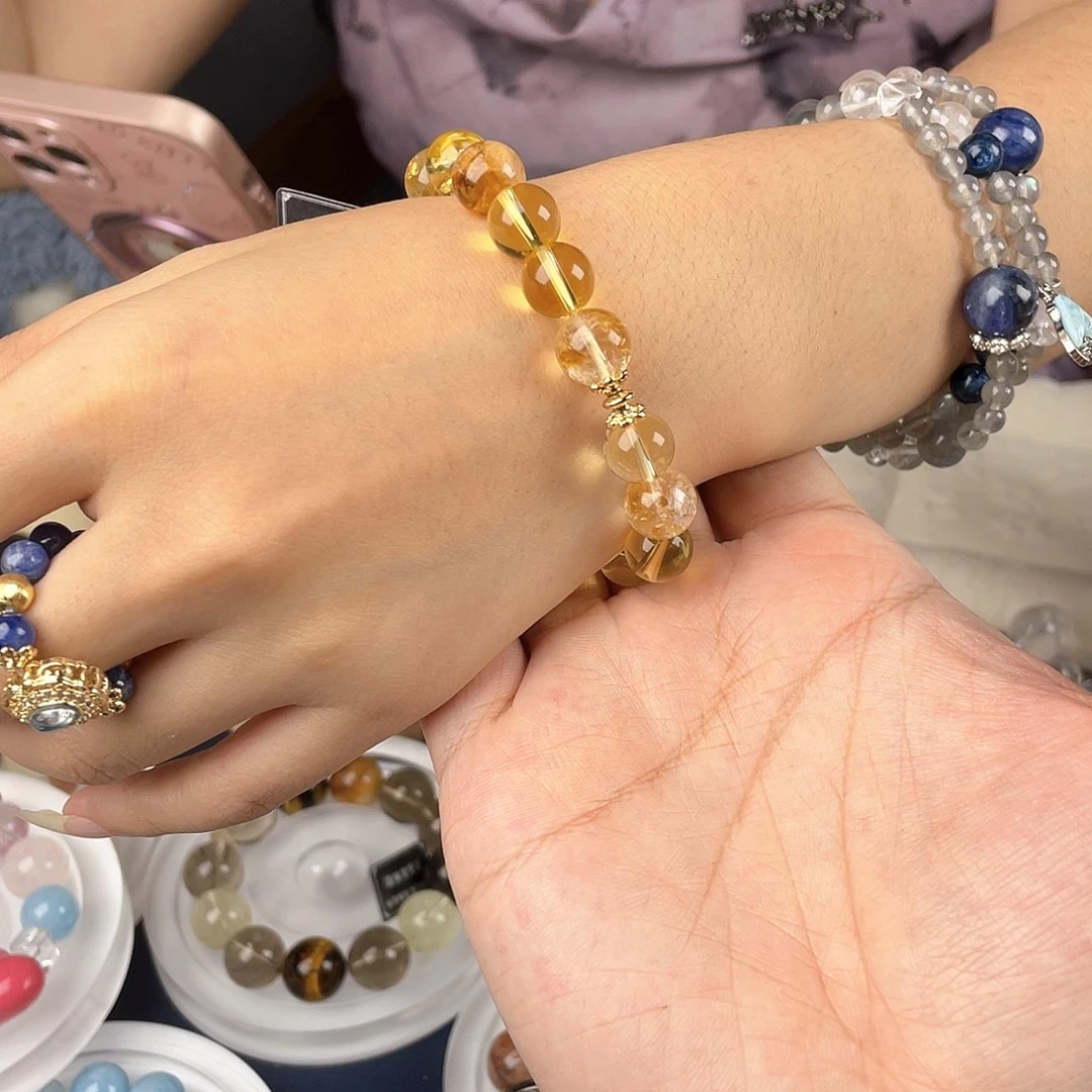 银S925镶嵌手链烟晶