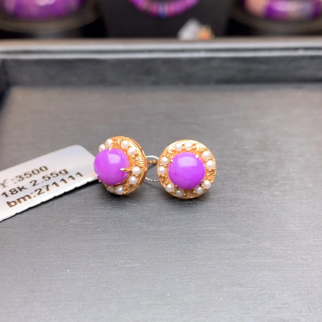 苏纪石（舒俱来）18K金镶嵌耳饰