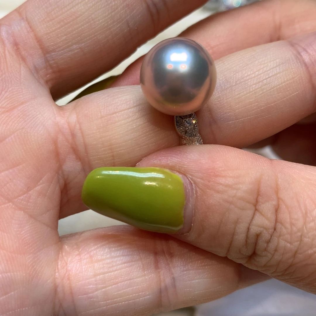 戒指银S925镶嵌淡水珍珠