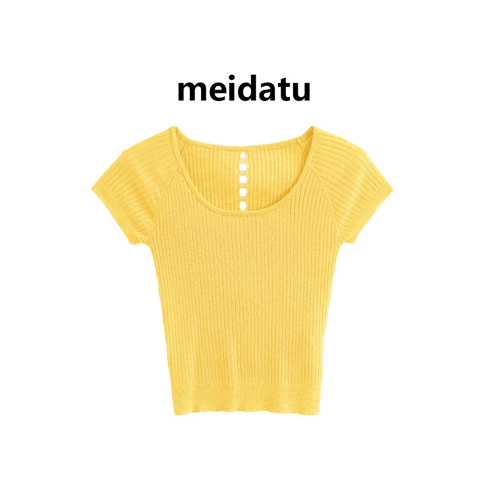 美哒兔（破价款）夏季简约方领针织短袖（小个子版）CM527-H