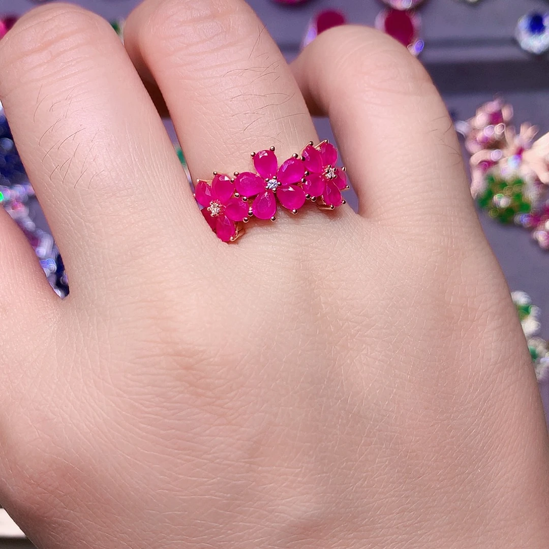 红宝石戒指银S925镶嵌