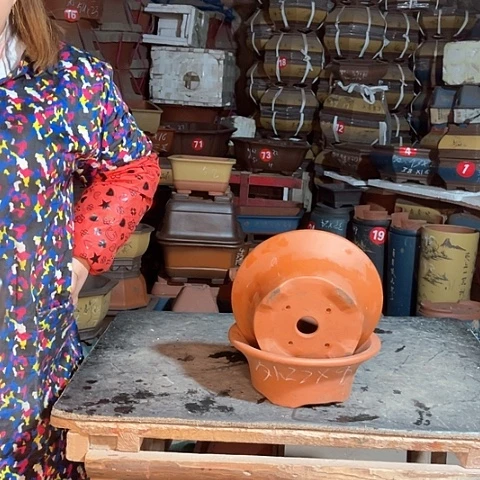 紫砂花盆四方碗盆两个