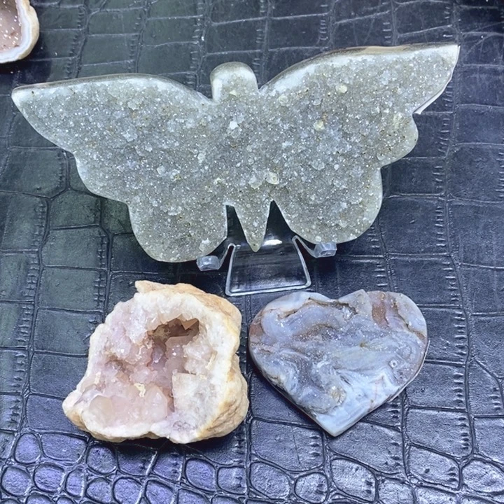 未镶嵌珠宝半成品紫晶彩晶摆件