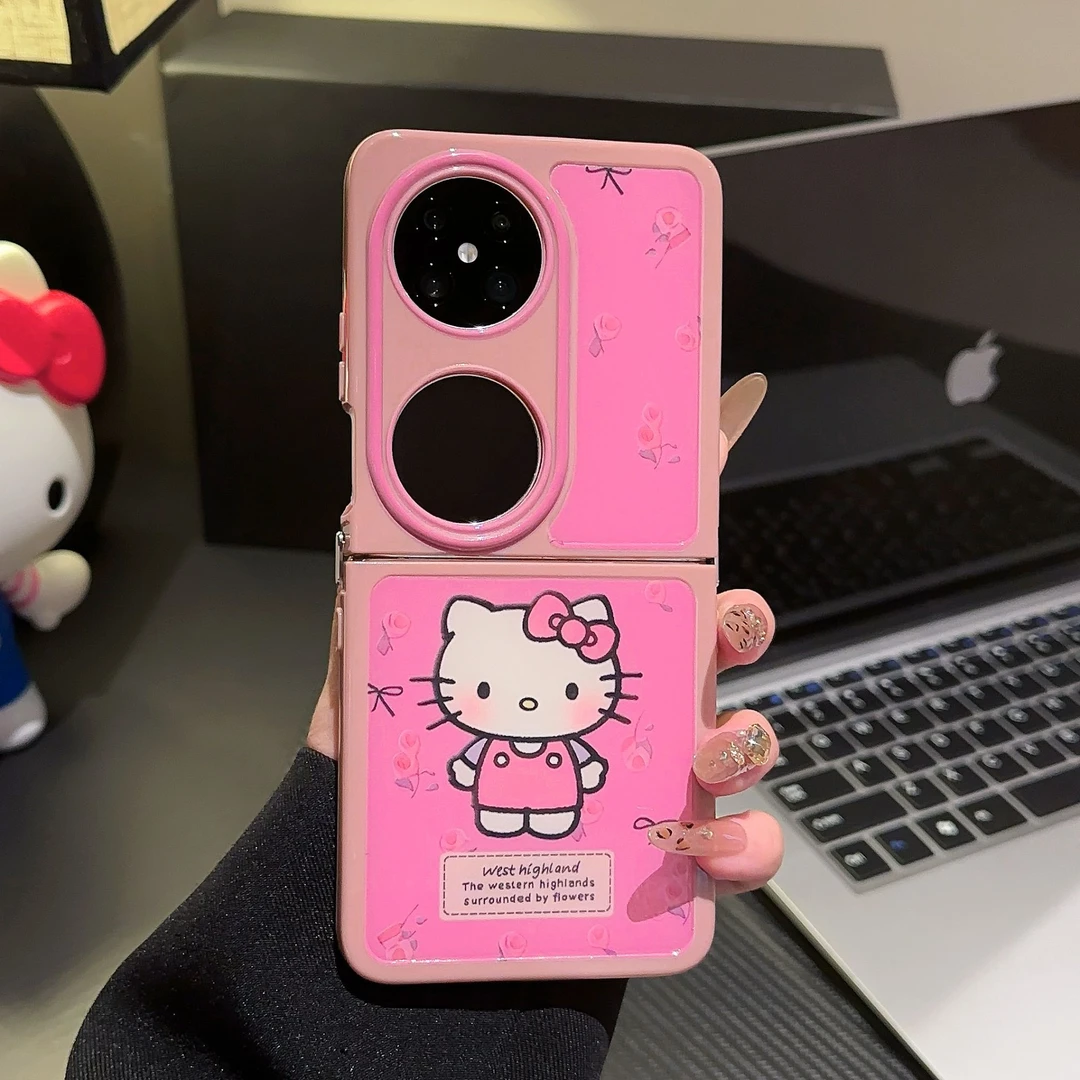 适用于华为POCKET2手机壳奶油壳FINDN3FLIP凯蒂猫支架2024高级感