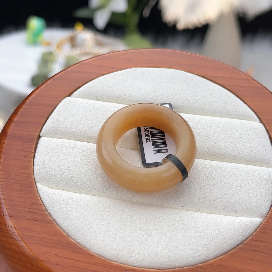 和田玉未镶嵌戒指l73。金橘甜甜圈。18.3。不退换