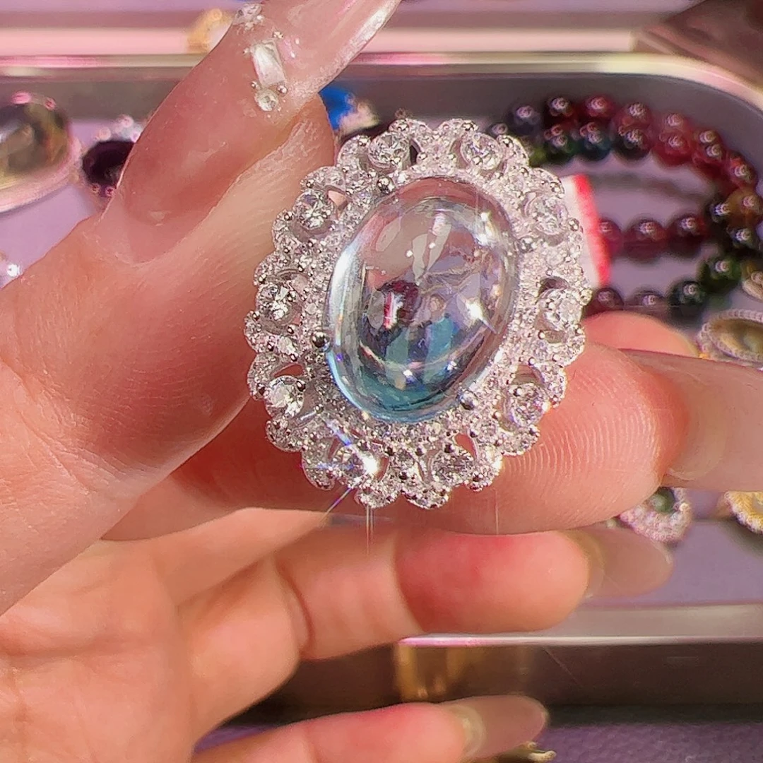 托帕石戒指银S925镶嵌