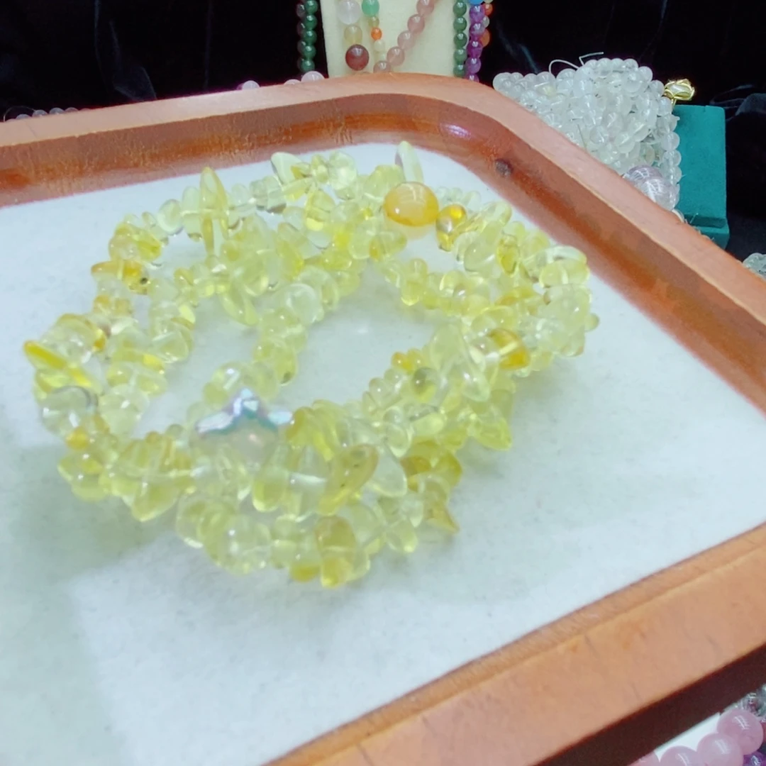 银S800镀金镶嵌手链烟晶
