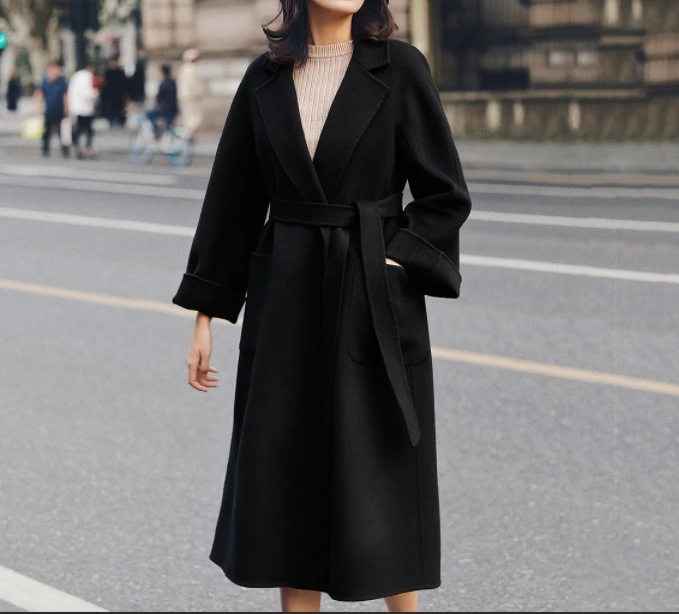 Z701-800女毛呢外套女款大衣过膝时尚中长款