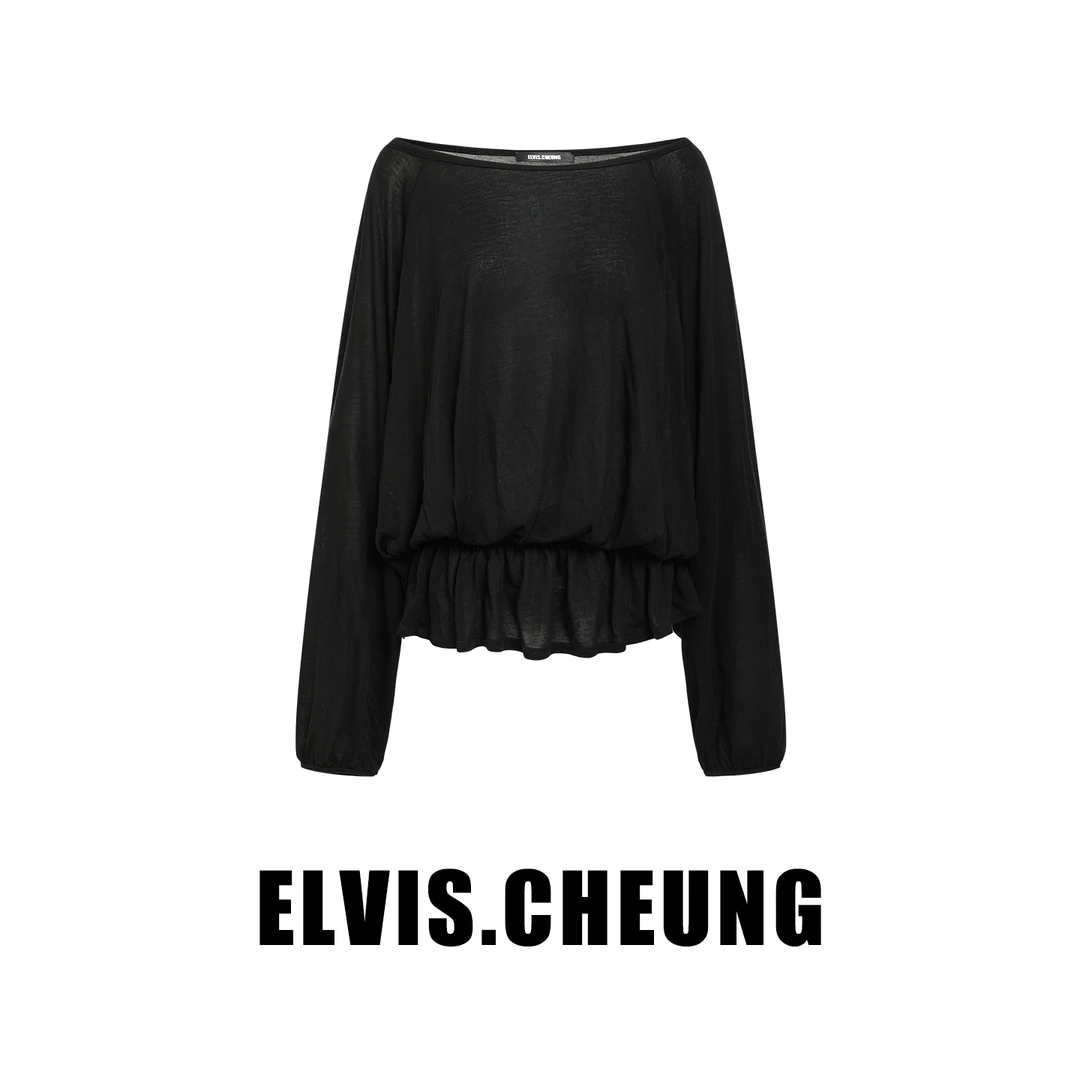 ELVIS.CHEUNG26秋冬 绒感轻薄蝙蝠袖宽松套头上衣E26AW08554AB