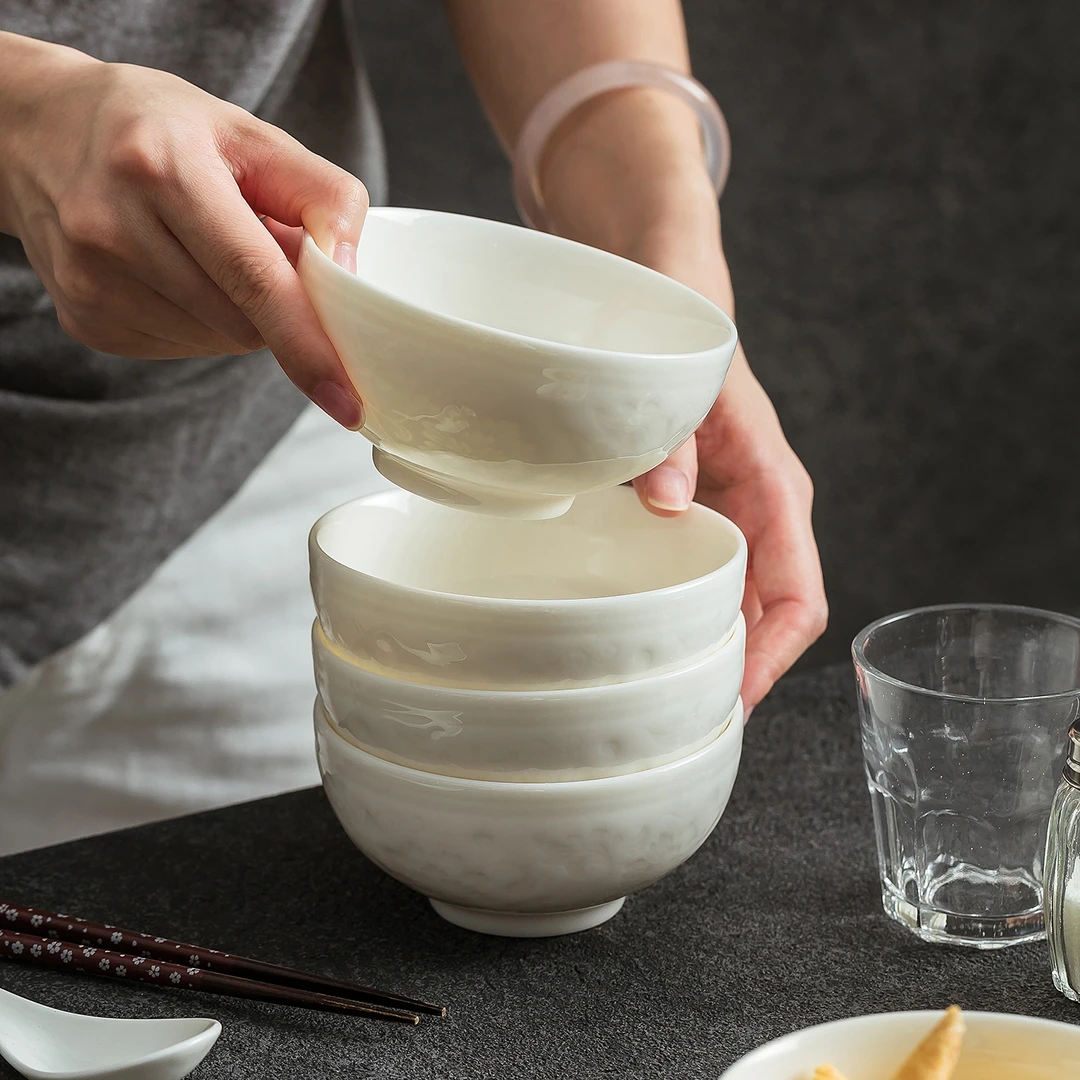 2025新款高颜值德化中国白羊脂玉餐具家用特别高档的陶瓷米饭碗