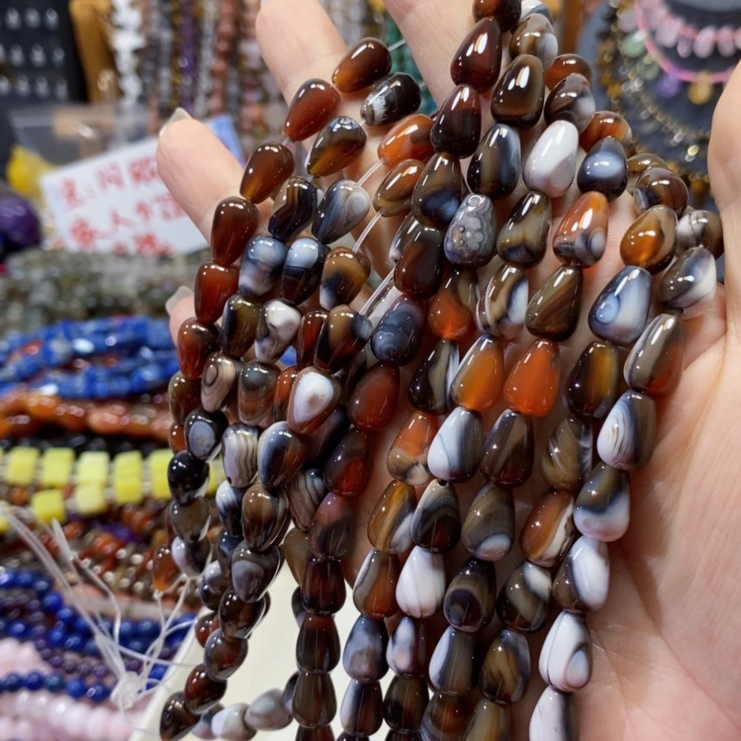 玛瑙/玉髓合金珠宝半成品玛瑙水滴一条卡8*12