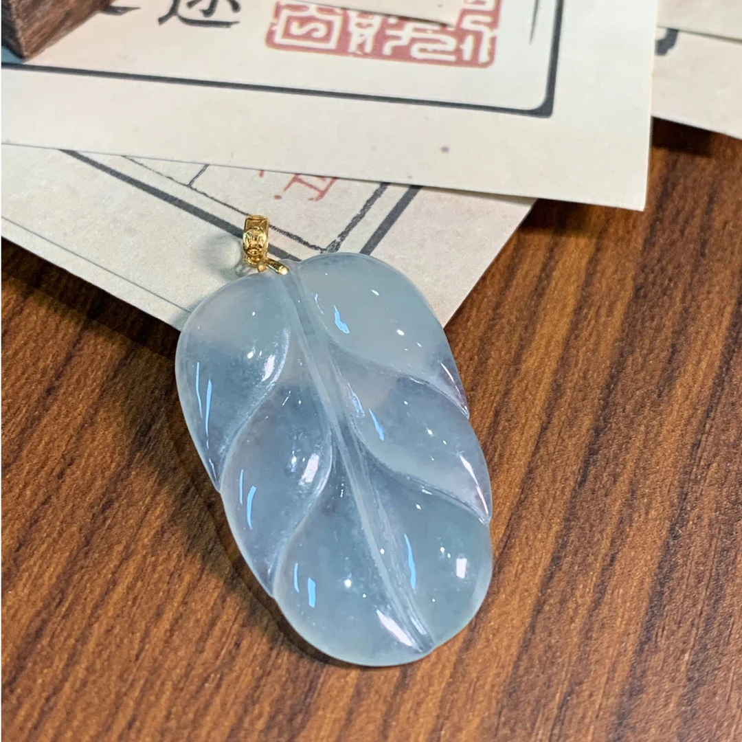 【千砡】A22冰种叶子 18K镶嵌