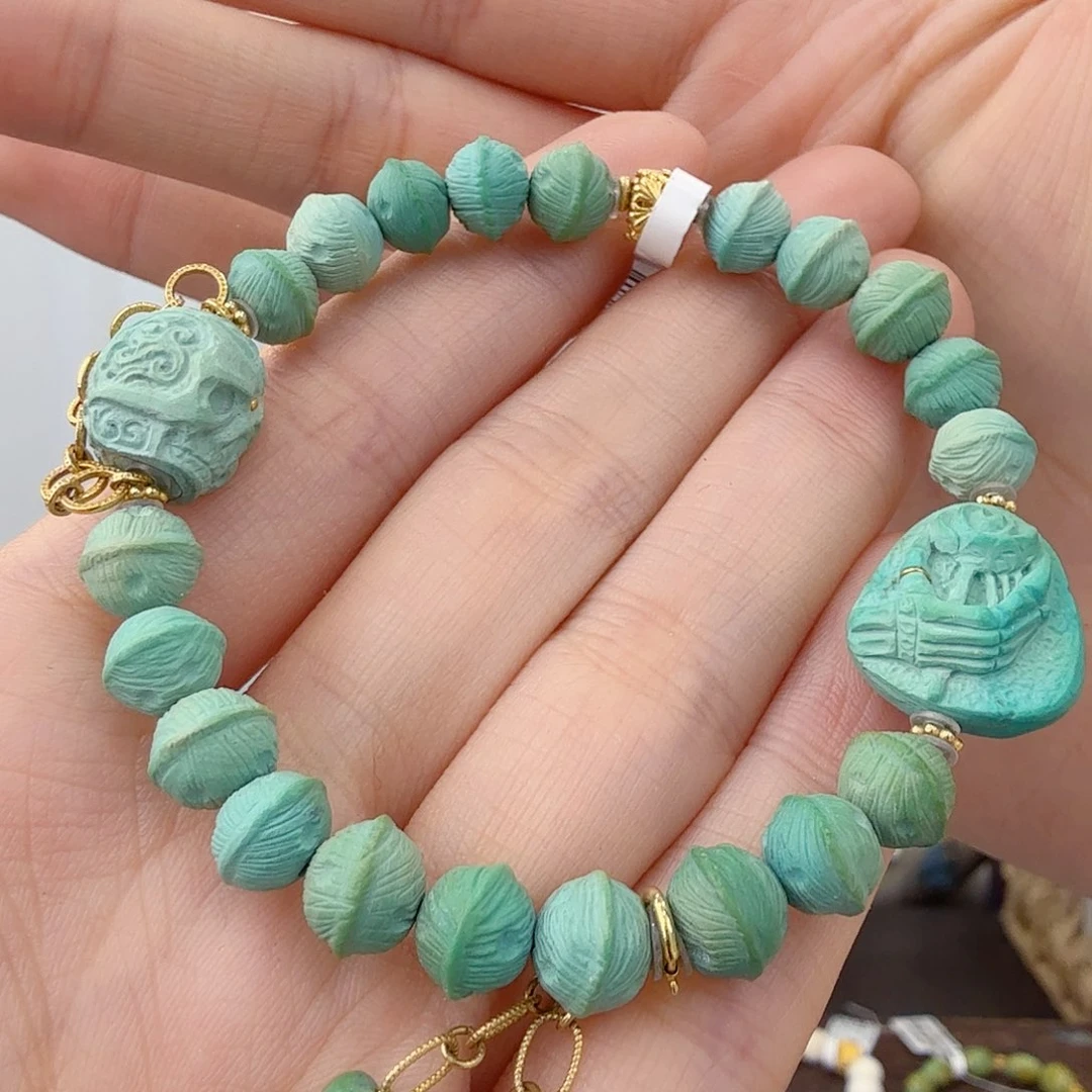 绿松石18K金镶嵌珠宝半成品
