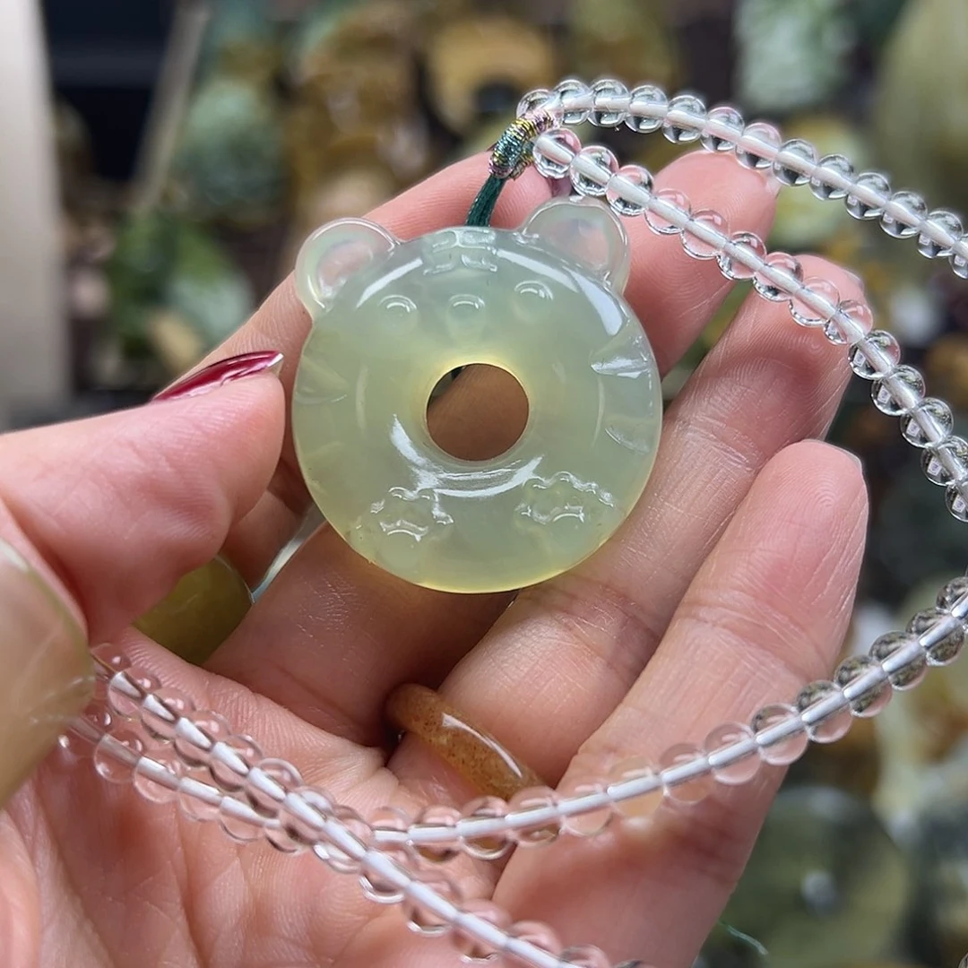 岫玉未镶嵌颈饰岫玉龙猫