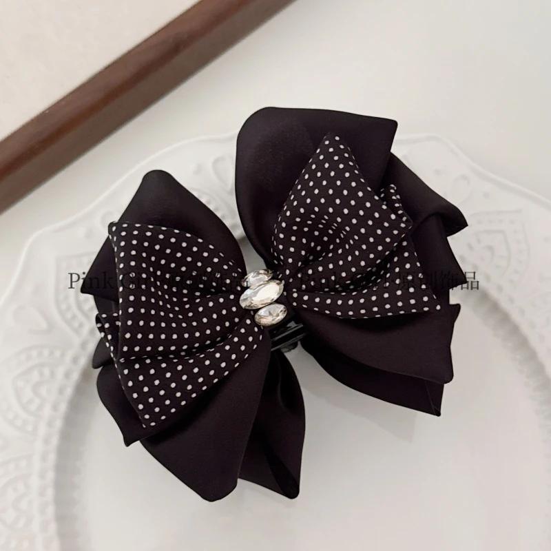 Pink Girl   W163简约拼接波点丸子夹优雅百搭手工气质头饰发饰