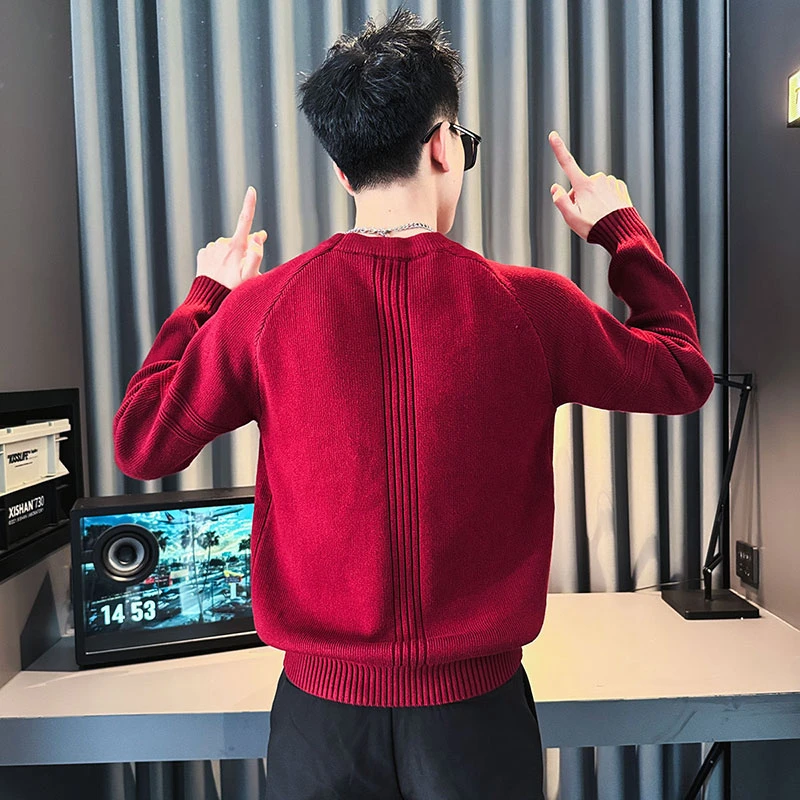 2024新款秋冬季高品质小众设计感男士毛衣内搭线衣冬款打底针织衫