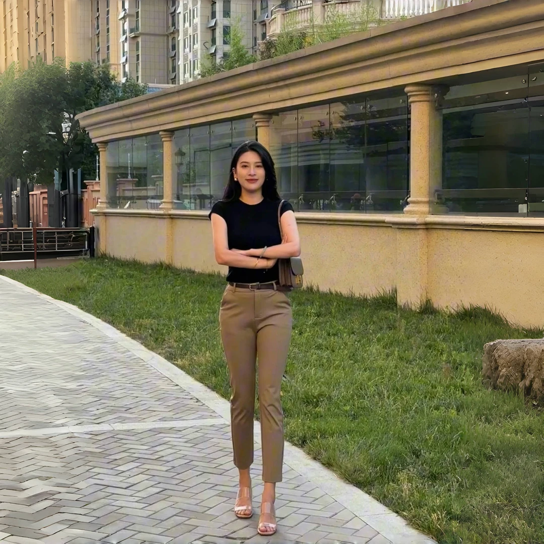 职业烟管裤女2025春季新款时尚气质直筒裤高腰显瘦九分小脚西装裤