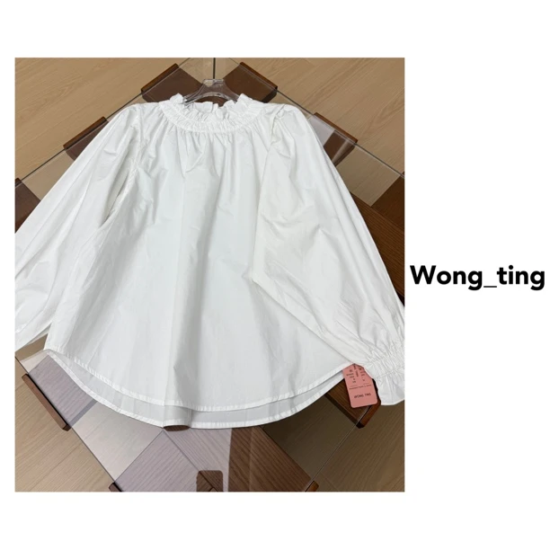 wong_ting早秋小众设计师花边领子套头衬衫9091