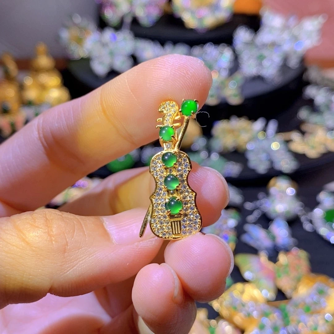 翡翠银S925镶嵌项圈天然翡翠