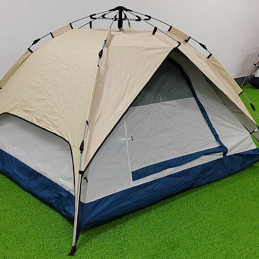 3-4人双层自动帐篷速开帐篷 卡其、蓝色、墨绿、枫叶红、招财猫印花