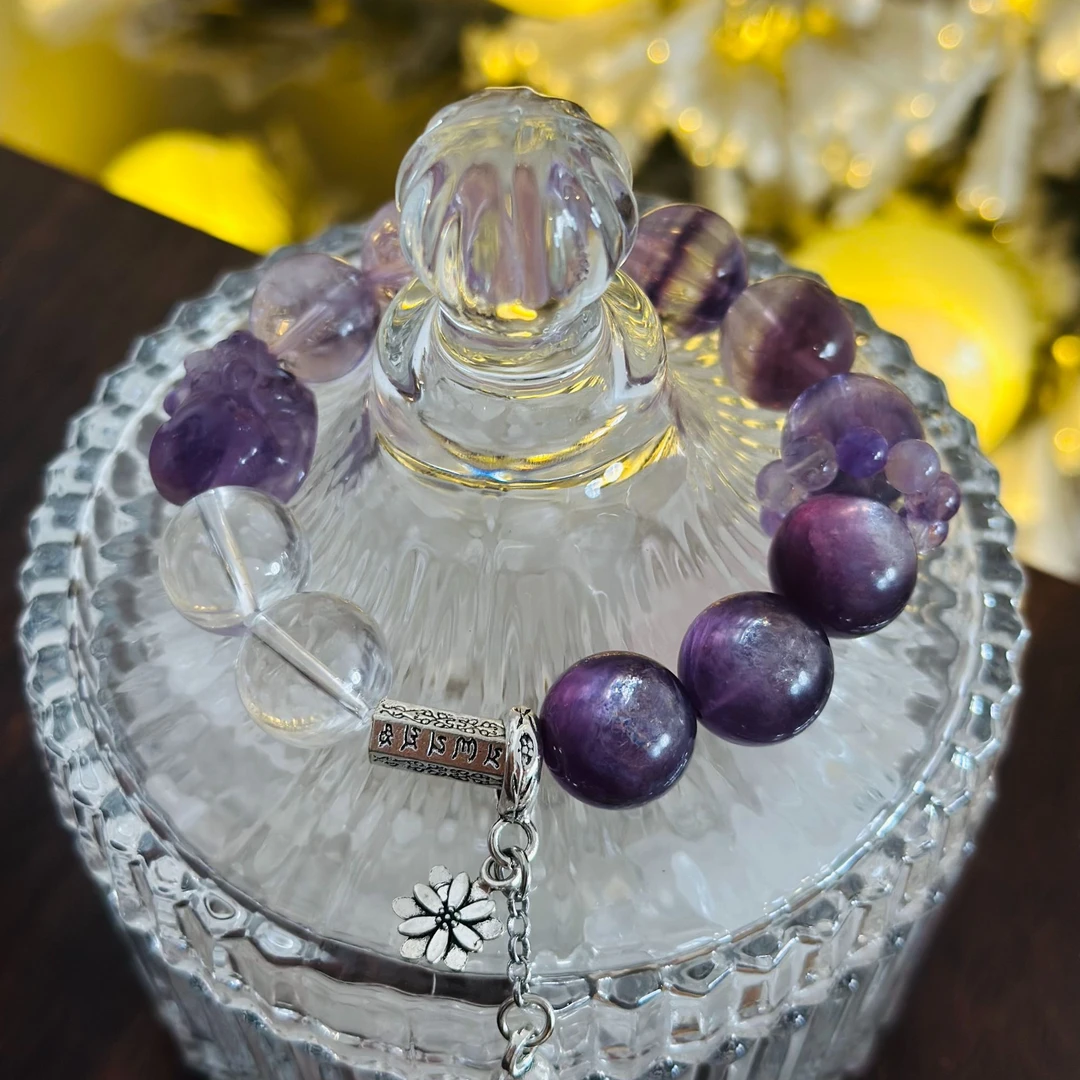 【直播间专拍，私拍不发】天然紫水晶多宝貔貅手串