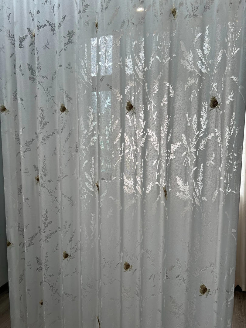 轻奢法式立体浮雕透光不透人客厅卧室成品纱帘