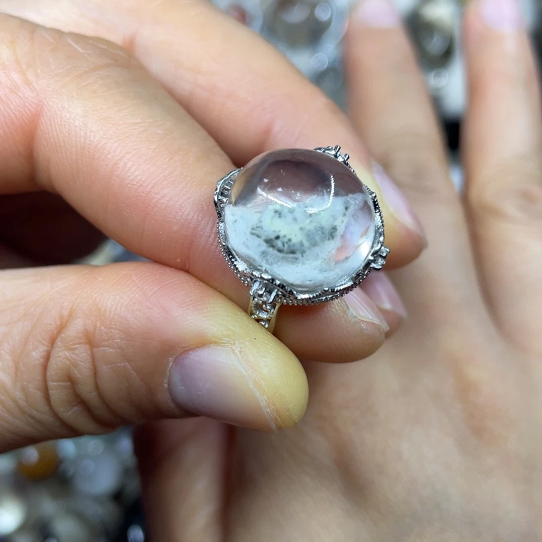 【闪购商品】银S925镶嵌珠宝半成品水晶戒指