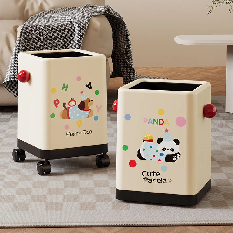 可移动垃圾桶可爱客厅家用厨房卧室轻奢高档厕所创意大容量纸篓