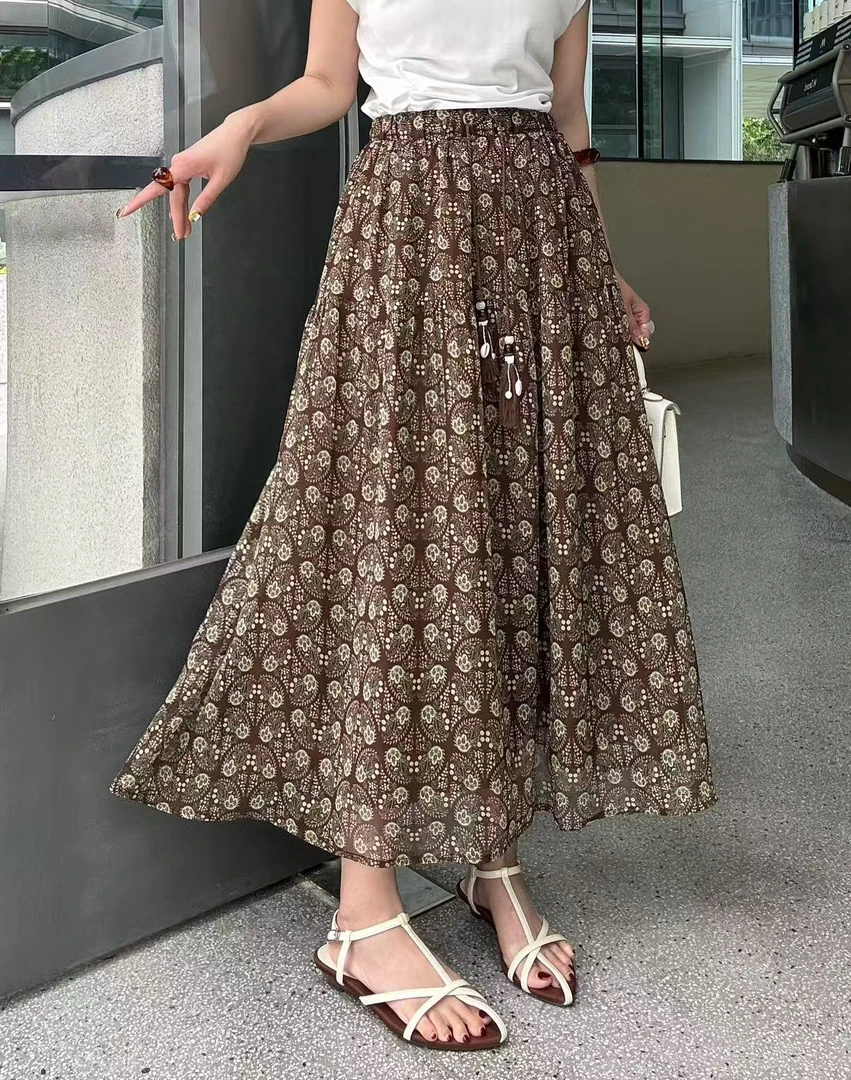 6708时尚碎花半身裙子百搭显瘦夏季