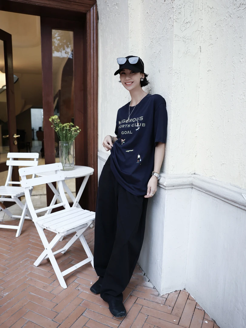 TT设计师【活力密码】日系高级感艺术感卡通刺绣纯棉T恤TT190778