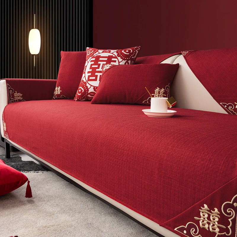 唯蒂妮【金禧款】结婚沙发垫套婚房四季通用喜庆红色婚庆防滑坐垫子