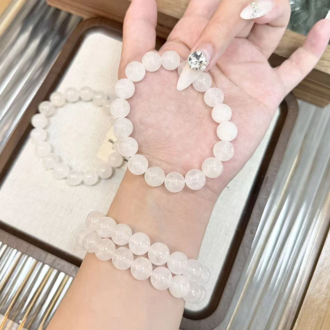 【水晶手链】天然汉白yu高货白玛瑙素单圈时尚百搭 s380