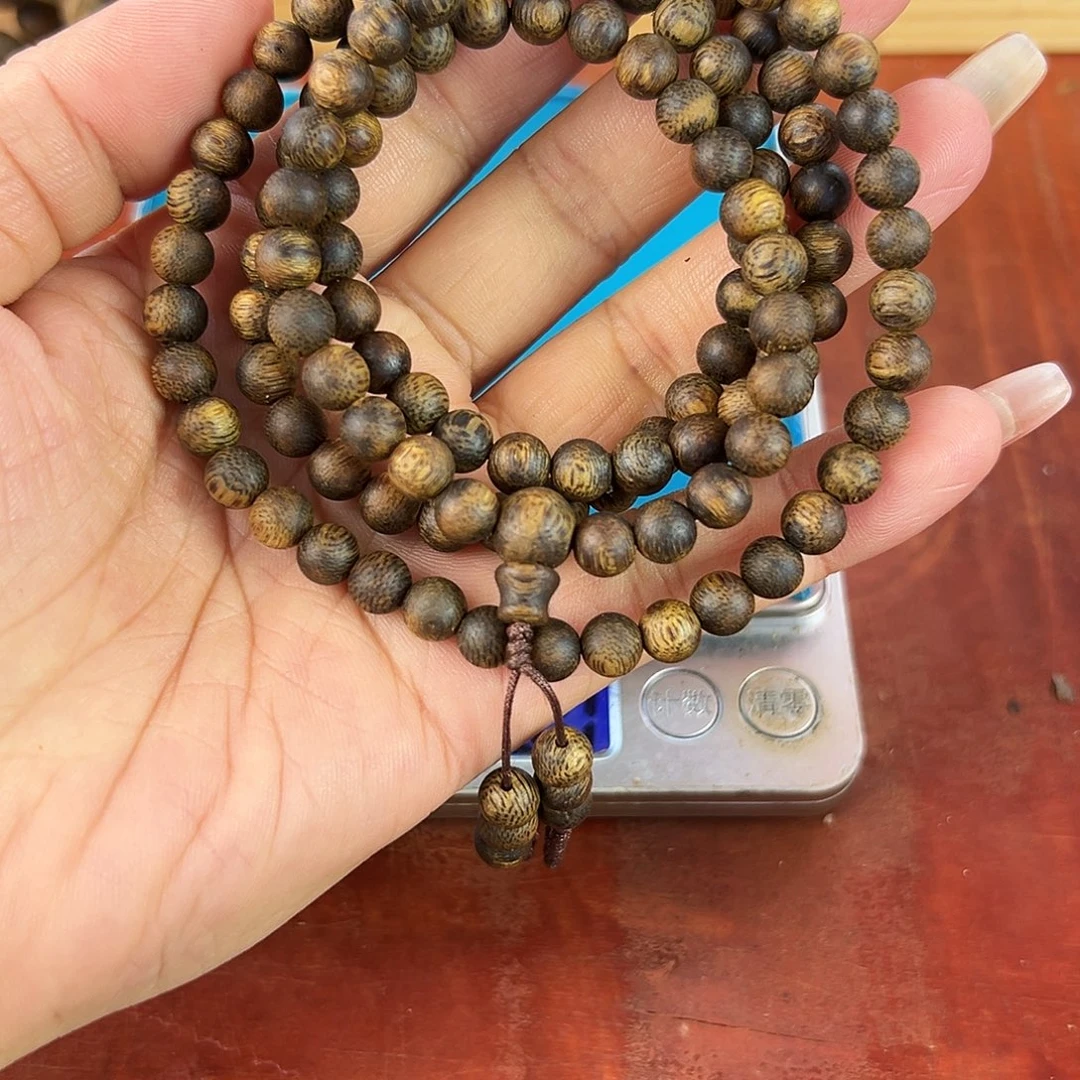 沉香碎屑沉香卡6圆珠多圈15g紫奇