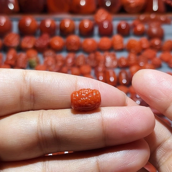 南红玛瑙未镶嵌配饰六字真言勒子9.2mm