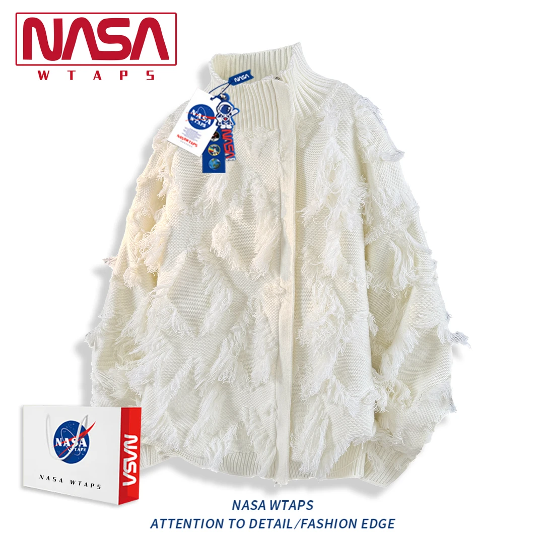 NASA WTAPS立领毛衣男款秋季流苏提花设计感针织衫高级感男生衣服