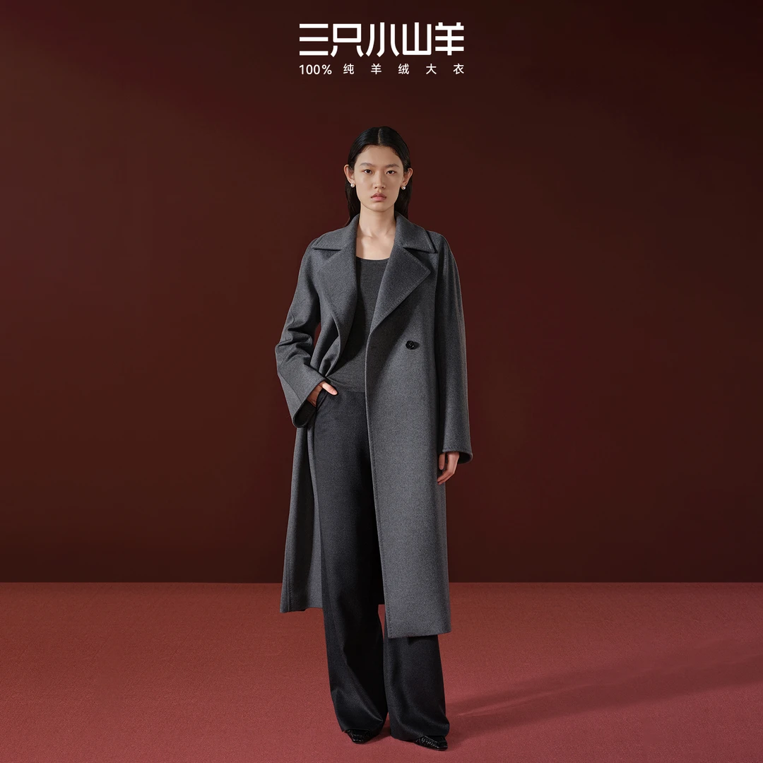 三只小山羊【单面呢女主角】 经典长款100纯羊绒加里衬 秋冬风衣