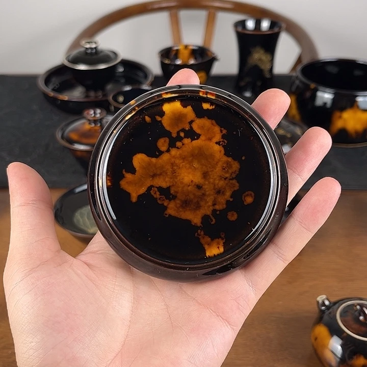 摆件玳瑁釉扁平盖置
