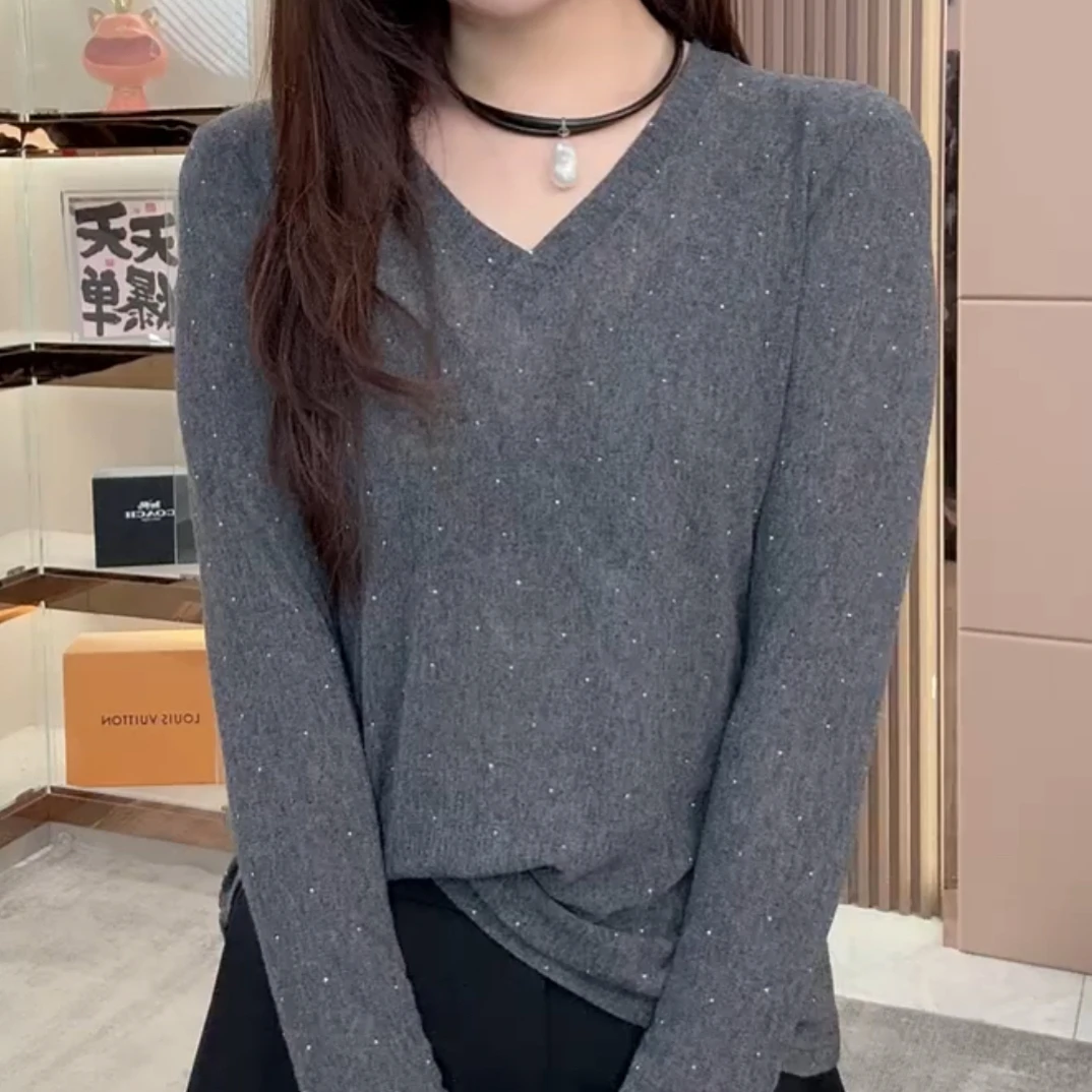 满天星亮钻打底衫秋冬新款弹力百搭上衣T恤女