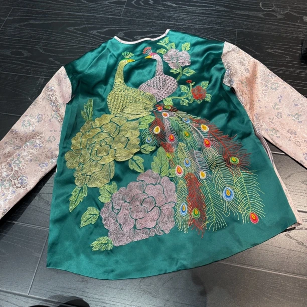 2071#重工国服百万针刺富贵刺绣外套新中式百搭宽松