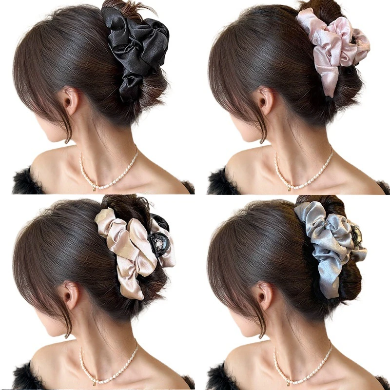 云朵缎面抓夹大号发饰发夹女后脑勺鲨鱼夹子高级感新款头饰品发卡