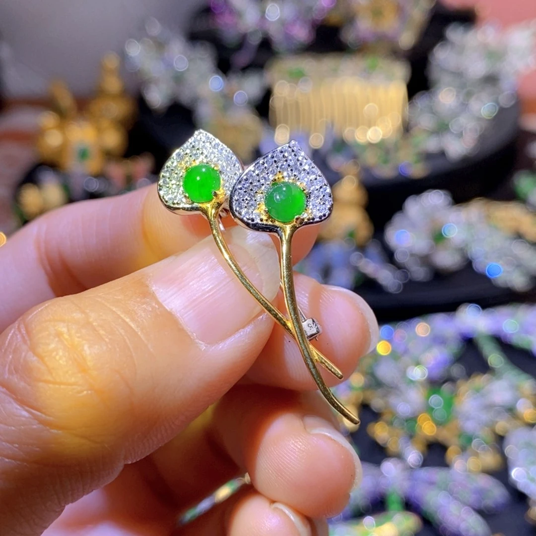 翡翠银S925镶嵌吊坠(不含链)