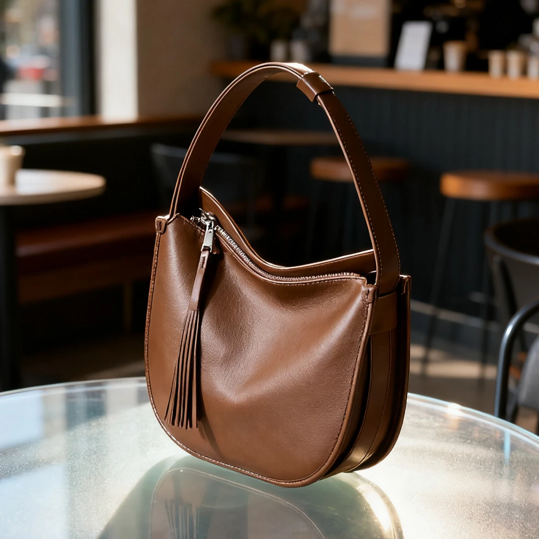 女士新款真皮休闲软皮托特包牛皮通勤夏季单肩斜挎包网红水桶包包