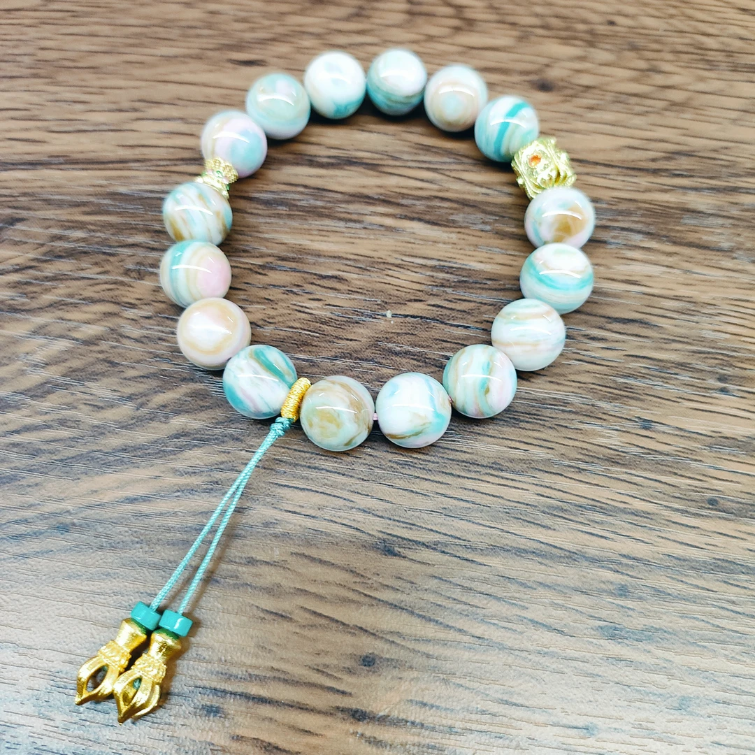 YL0121   红红冰七彩正圆手串约12mm